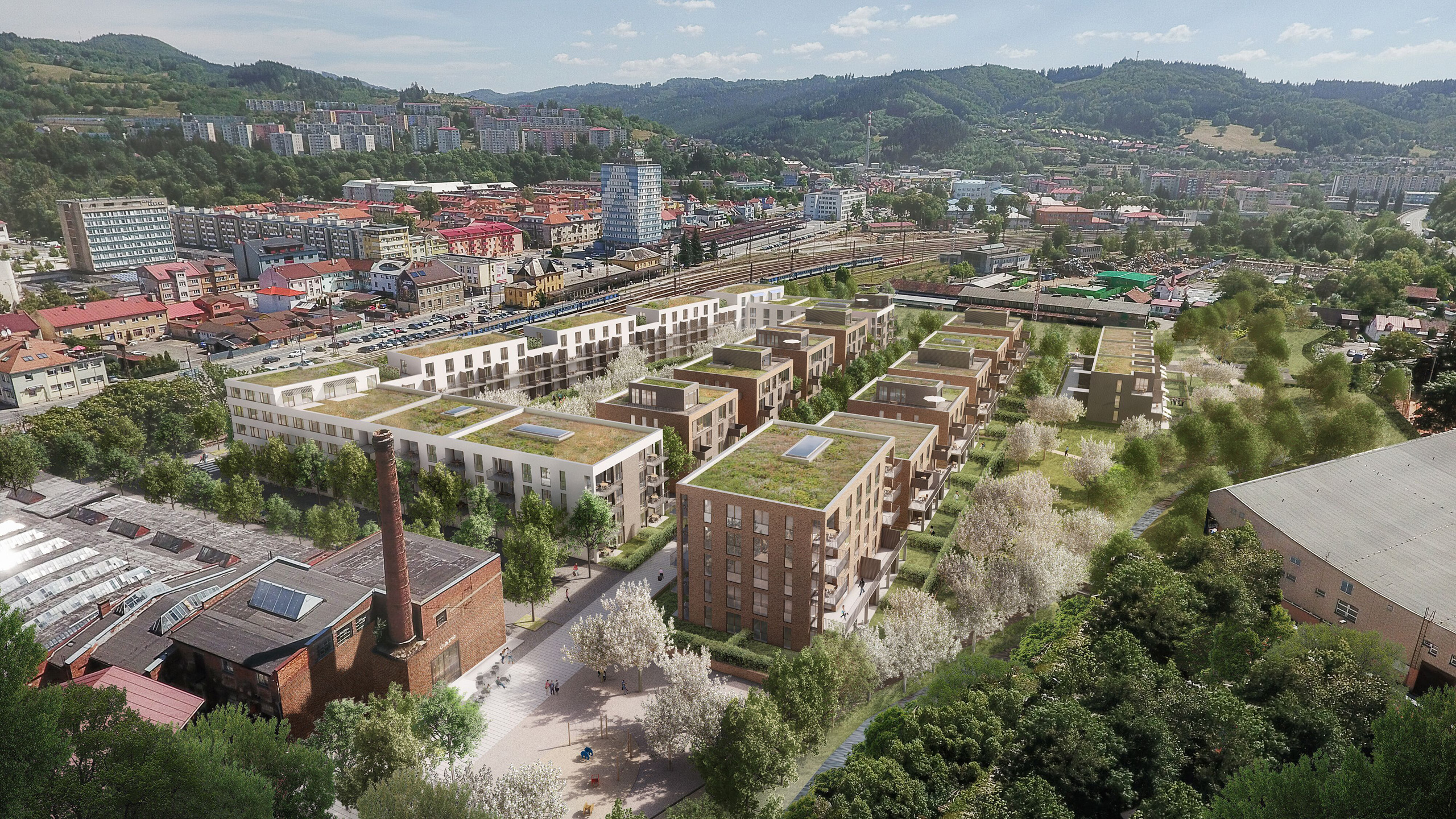 Panoramatický pohľad na bytové komplexy projektu Delta